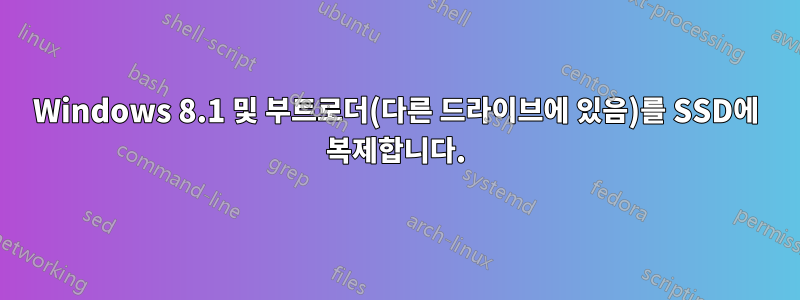 Windows 8.1 및 부트로더(다른 드라이브에 있음)를 SSD에 복제합니다.