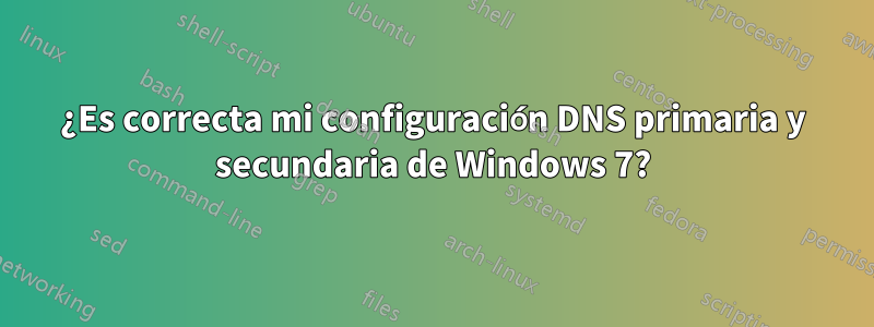 ¿Es correcta mi configuración DNS primaria y secundaria de Windows 7?