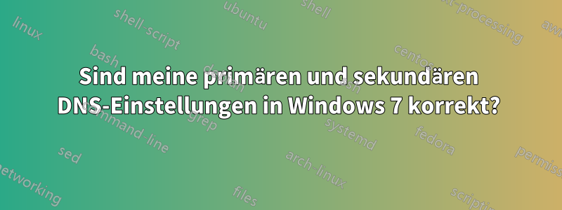 Sind meine primären und sekundären DNS-Einstellungen in Windows 7 korrekt?