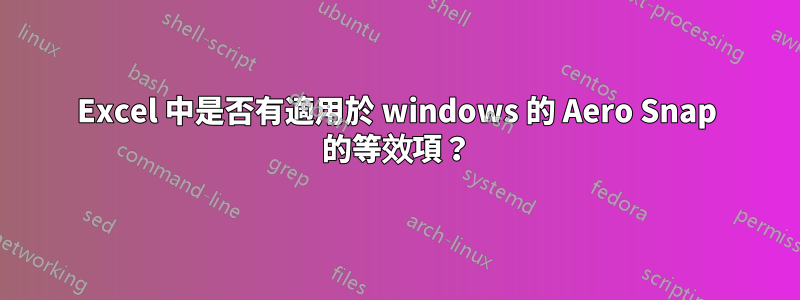 Excel 中是否有適用於 windows 的 Aero Snap 的等效項？