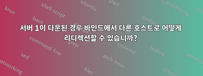 서버 1이 다운된 경우 바인드에서 다른 호스트로 어떻게 리디렉션할 수 있습니까?