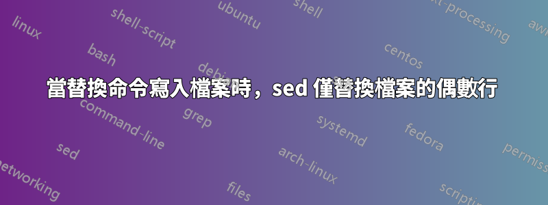 當替換命令寫入檔案時，sed 僅替換檔案的偶數行