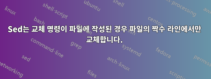 Sed는 교체 명령이 파일에 작성된 경우 파일의 짝수 라인에서만 교체합니다.