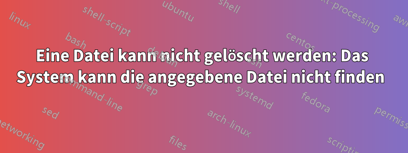 Eine Datei kann nicht gelöscht werden: Das System kann die angegebene Datei nicht finden 