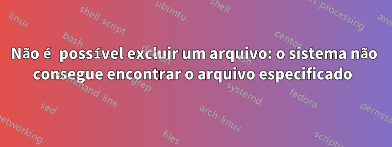 Não é possível excluir um arquivo: o sistema não consegue encontrar o arquivo especificado 