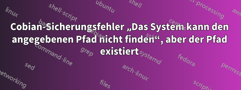 Cobian-Sicherungsfehler „Das System kann den angegebenen Pfad nicht finden“, aber der Pfad existiert