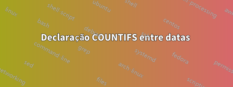 Declaração COUNTIFS entre datas