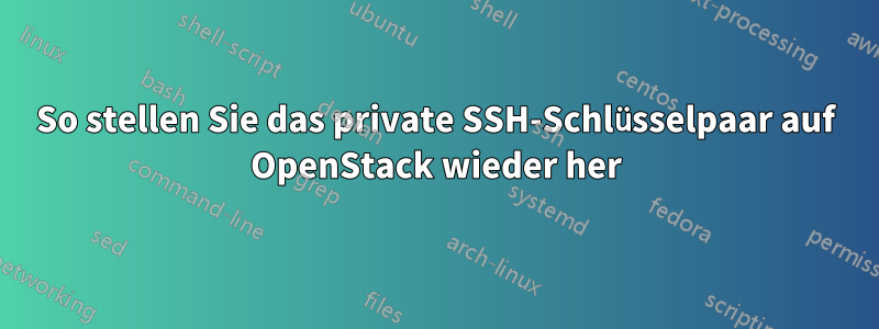 So stellen Sie das private SSH-Schlüsselpaar auf OpenStack wieder her