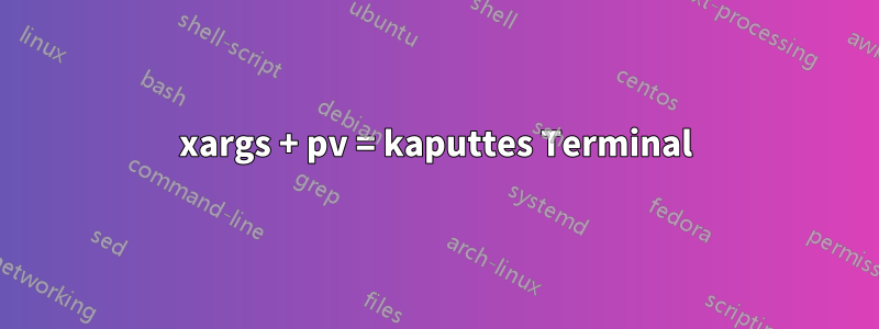 xargs + pv = kaputtes Terminal