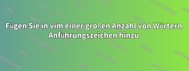 Fügen Sie in vim einer großen Anzahl von Wörtern Anführungszeichen hinzu