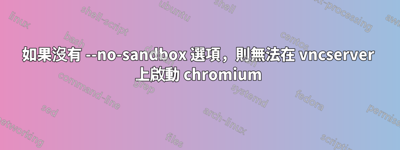 如果沒有 --no-sandbox 選項，則無法在 vncserver 上啟動 chromium