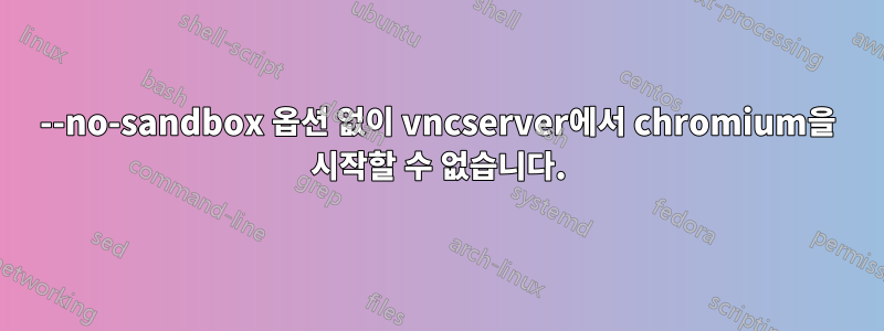 --no-sandbox 옵션 없이 vncserver에서 chromium을 시작할 수 없습니다.