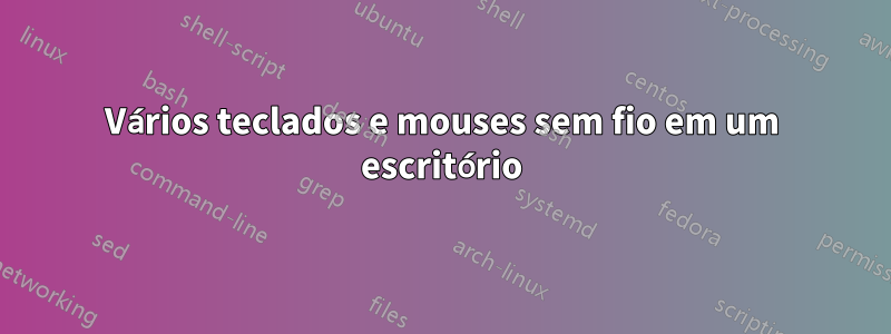 Vários teclados e mouses sem fio em um escritório