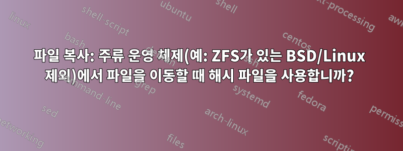 파일 복사: 주류 운영 체제(예: ZFS가 있는 BSD/Linux 제외)에서 파일을 이동할 때 해시 파일을 사용합니까?