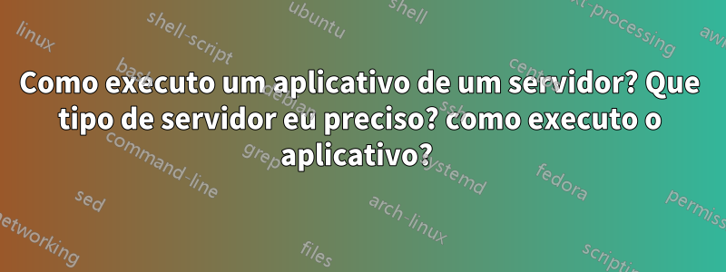 Como executo um aplicativo de um servidor? Que tipo de servidor eu preciso? como executo o aplicativo? 