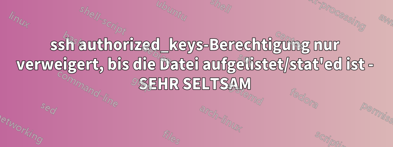 ssh authorized_keys-Berechtigung nur verweigert, bis die Datei aufgelistet/stat'ed ist - SEHR SELTSAM