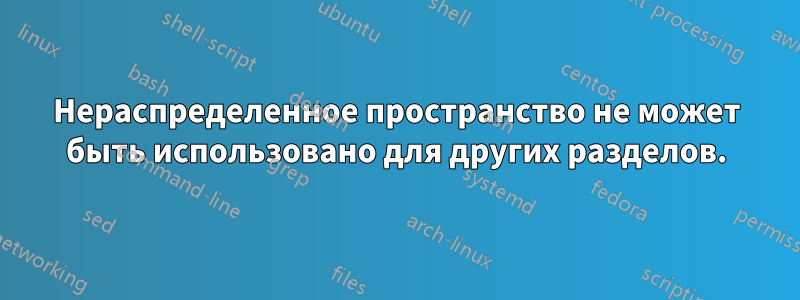 Нераспределенное пространство не может быть использовано для других разделов.