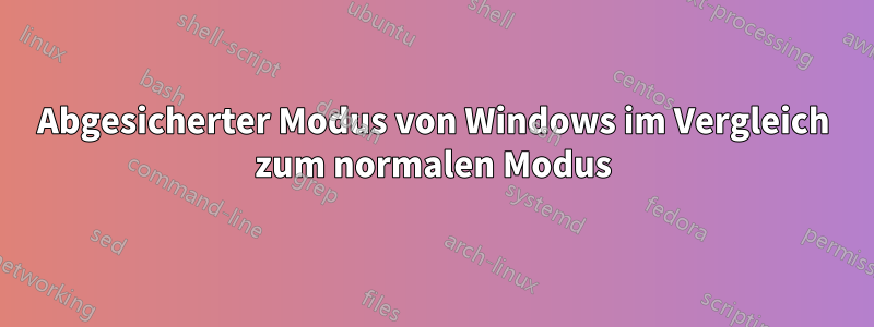 Abgesicherter Modus von Windows im Vergleich zum normalen Modus