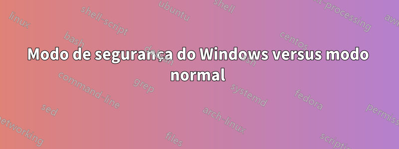 Modo de segurança do Windows versus modo normal