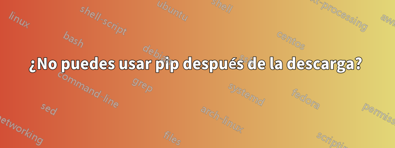 ¿No puedes usar pip después de la descarga?