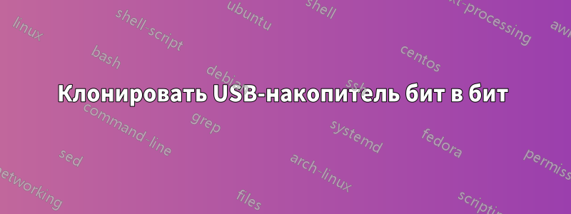 Клонировать USB-накопитель бит в бит