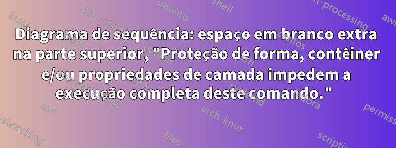 Diagrama de sequência: espaço em branco extra na parte superior, "Proteção de forma, contêiner e/ou propriedades de camada impedem a execução completa deste comando."