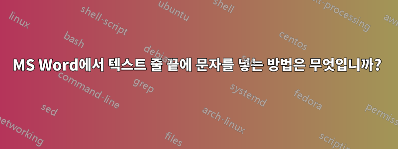 MS Word에서 텍스트 줄 끝에 문자를 넣는 방법은 무엇입니까?