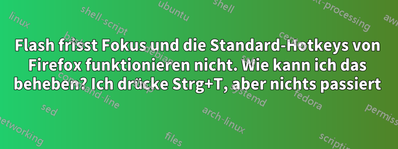 Flash frisst Fokus und die Standard-Hotkeys von Firefox funktionieren nicht. Wie kann ich das beheben? Ich drücke Strg+T, aber nichts passiert