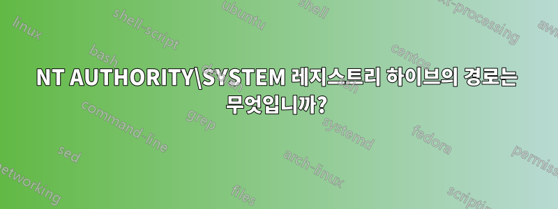 NT AUTHORITY\SYSTEM 레지스트리 하이브의 경로는 무엇입니까?