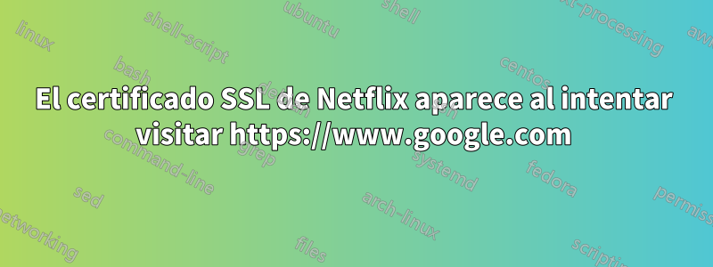 El certificado SSL de Netflix aparece al intentar visitar https://www.google.com