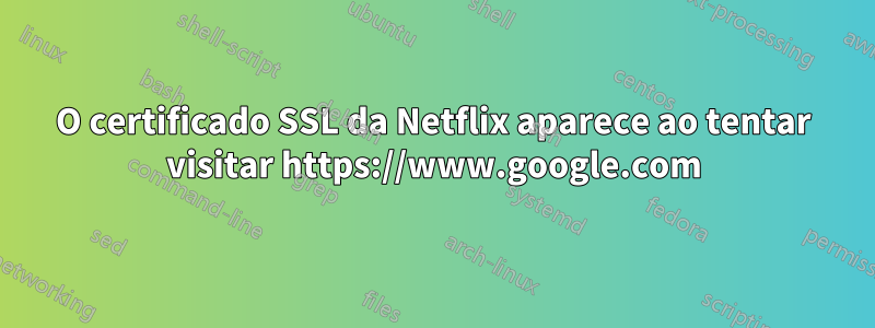 O certificado SSL da Netflix aparece ao tentar visitar https://www.google.com