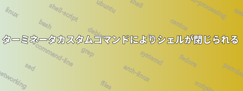 ターミネータカスタムコマンドによりシェルが閉じられる