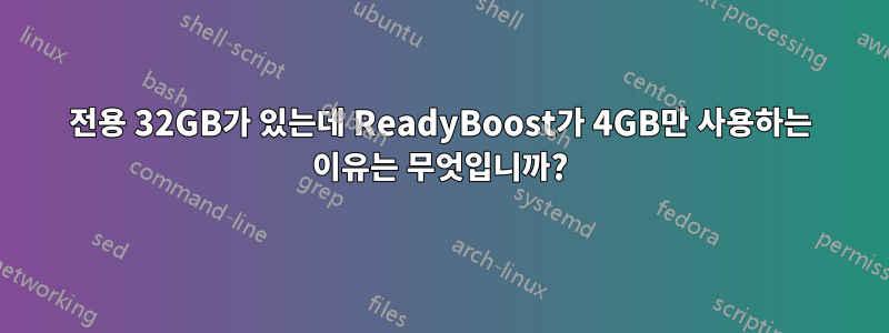 전용 32GB가 있는데 ReadyBoost가 4GB만 사용하는 이유는 무엇입니까?