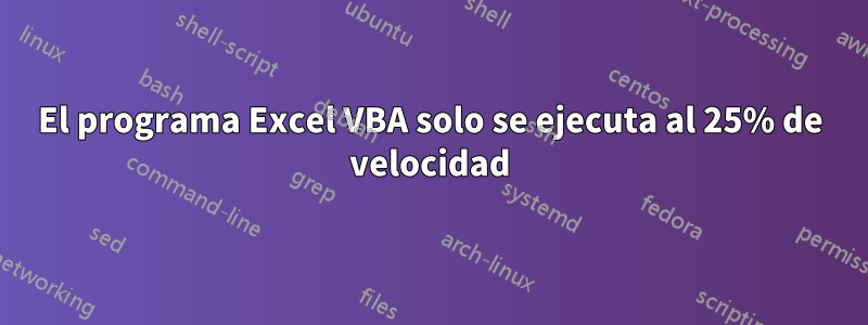 El programa Excel VBA solo se ejecuta al 25% de velocidad