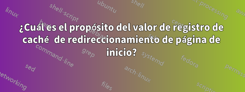 ¿Cuál es el propósito del valor de registro de caché de redireccionamiento de página de inicio?