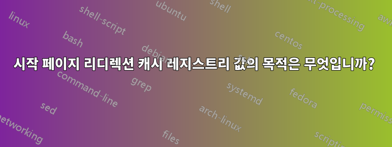 시작 페이지 리디렉션 캐시 레지스트리 값의 목적은 무엇입니까?