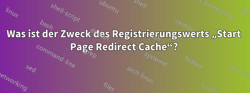 Was ist der Zweck des Registrierungswerts „Start Page Redirect Cache“?