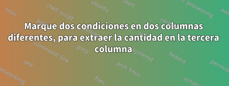 Marque dos condiciones en dos columnas diferentes, para extraer la cantidad en la tercera columna