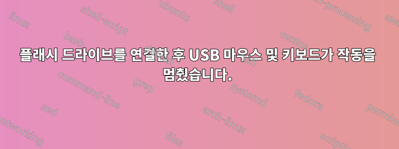 플래시 드라이브를 연결한 후 USB 마우스 및 키보드가 작동을 멈췄습니다.