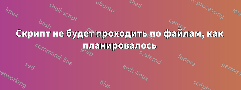 Скрипт не будет проходить по файлам, как планировалось