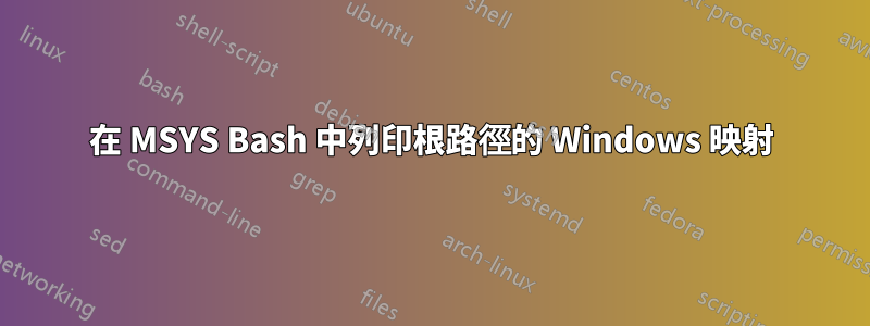 在 MSYS Bash 中列印根路徑的 Windows 映射