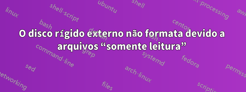 O disco rígido externo não formata devido a arquivos “somente leitura”