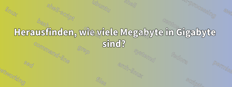 Herausfinden, wie viele Megabyte in Gigabyte sind? 