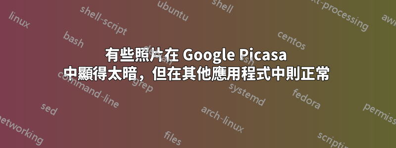 有些照片在 Google Picasa 中顯得太暗，但在其他應用程式中則正常