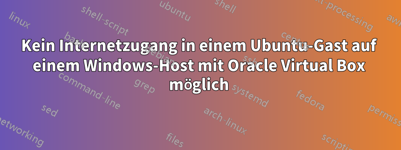 Kein Internetzugang in einem Ubuntu-Gast auf einem Windows-Host mit Oracle Virtual Box möglich