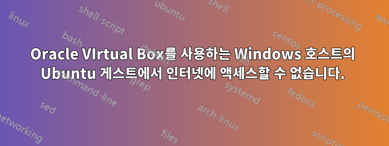 Oracle VIrtual Box를 사용하는 Windows 호스트의 Ubuntu 게스트에서 인터넷에 액세스할 수 없습니다.