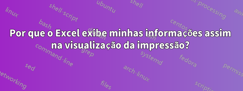 Por que o Excel exibe minhas informações assim na visualização da impressão?