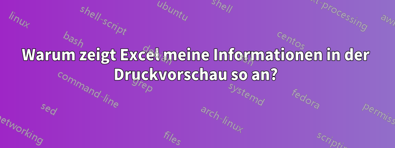 Warum zeigt Excel meine Informationen in der Druckvorschau so an?