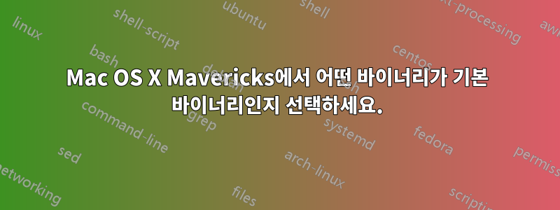 Mac OS X Mavericks에서 어떤 바이너리가 기본 바이너리인지 선택하세요.