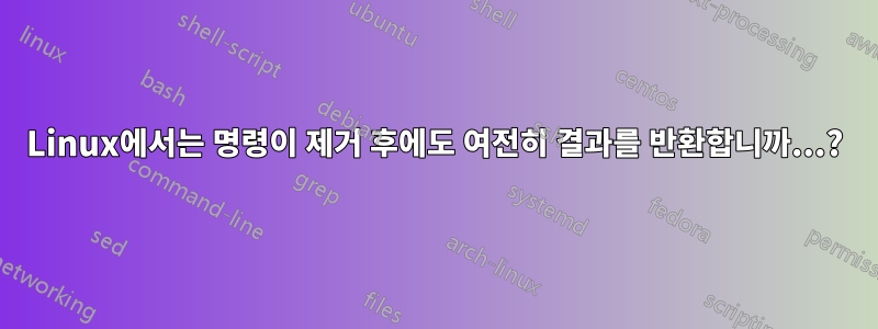 Linux에서는 명령이 제거 후에도 여전히 결과를 반환합니까...?